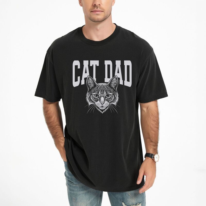 Simply Sage Market メンズ トップス Tシャツ グラフィック Simply Sage Market Cat Dad Sketch - Men's Garment Dyed Graphic T-Shirt Black ブラック｜ReVida 店