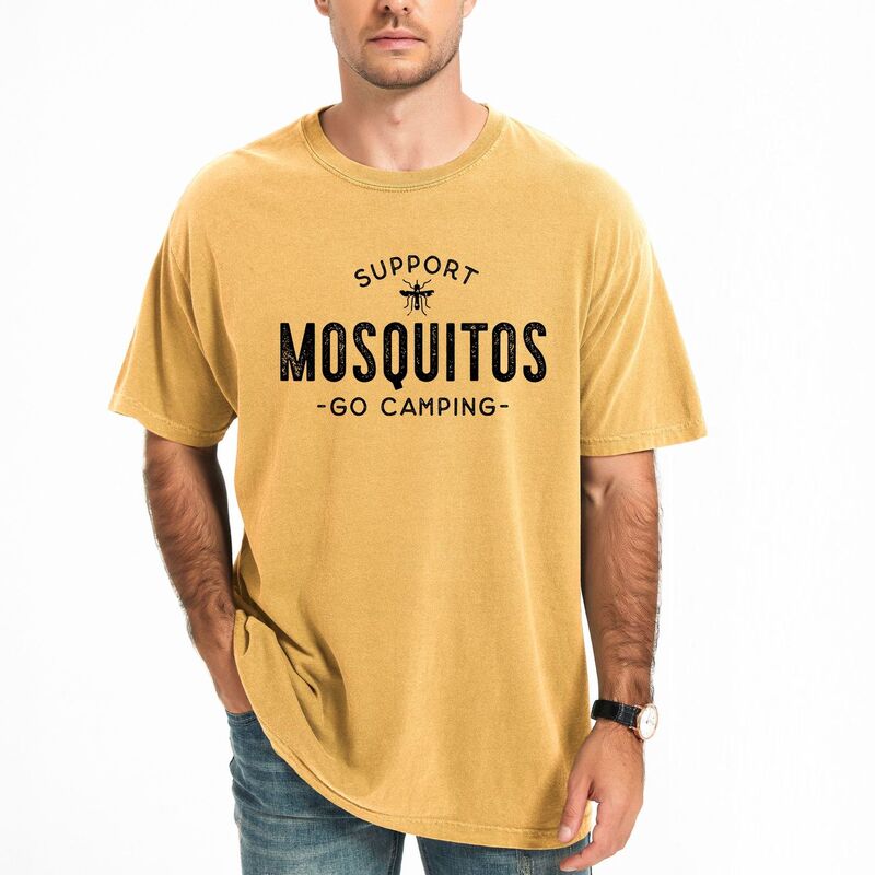Simply Sage Market メンズ トップス Tシャツ グラフィック Simply Sage Market Support Mosquitos - Men's Garment Dyed Graphic T-Shirt Mustard マスタード｜ReVida 店