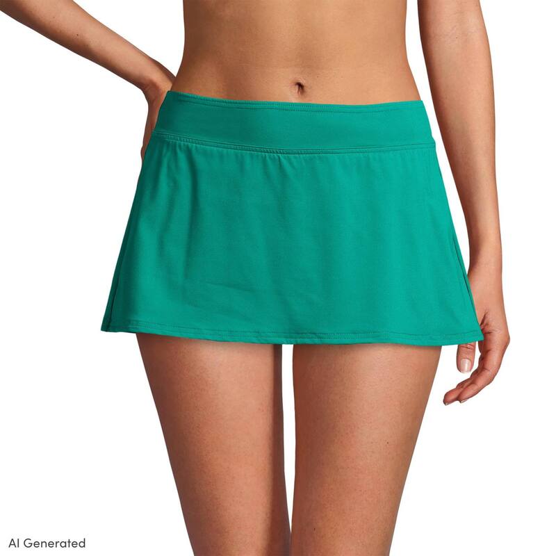 ランズエンド レディース 水着 ボトムスのみ ミニ スカート Women's Lands' End UPF 50 Mini Swim Skirt Island Emerald エメラルド｜ReVida 店