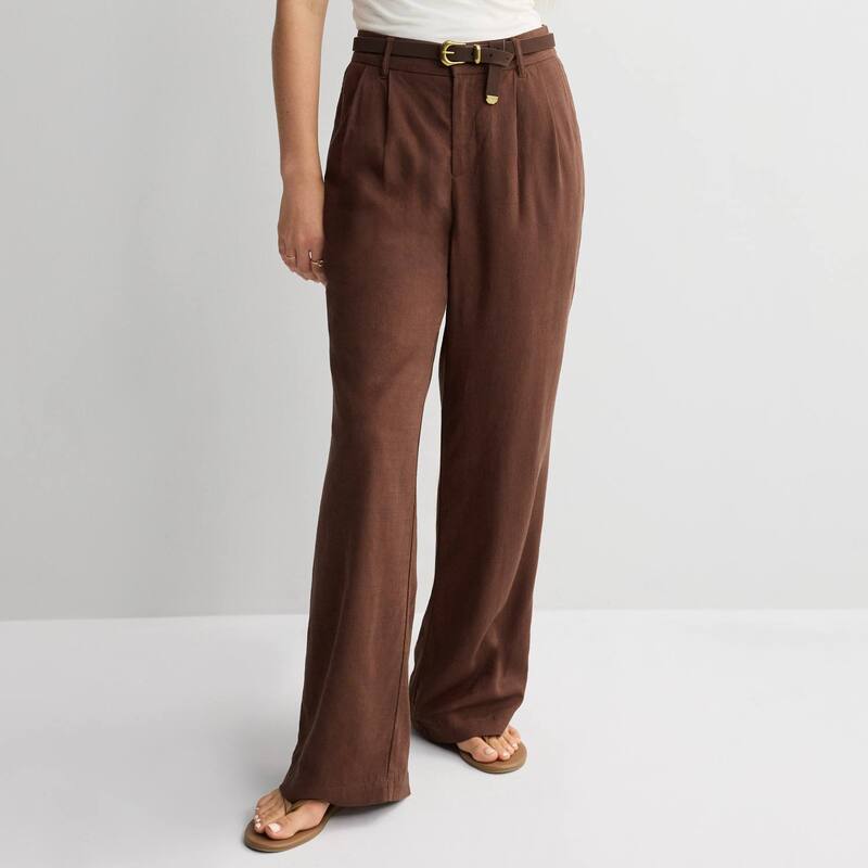 エスオー レディース ボトムス カジュアルパンツ ワイドレッグ Juniors' SO Curvy Fit Wide Leg Trousers Pamina Brown ブラウン｜ReVida 店