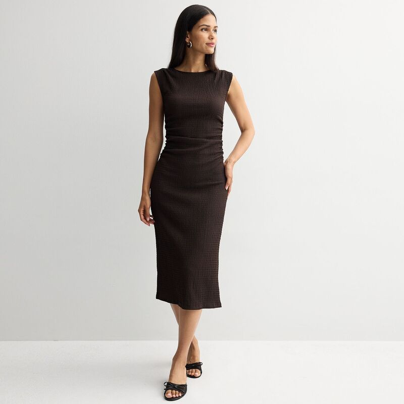 ナインウェスト レディース トップス ワンピース プチ ミディ ニット Petite Nine West Midi Knit Dress Chocolate Brown ブラウン｜ReVida 店