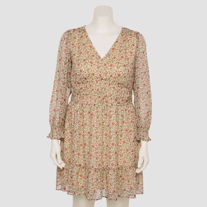 LC Lauren Conrad レディース トップス ワンピース バルーンスリーブ プラスサイズ ミニ エンパイア Plusize LC Lauren Conrad Balloon Sleevempire Mini Dress Cream Josie Fleurs クリーム|ReVida 店