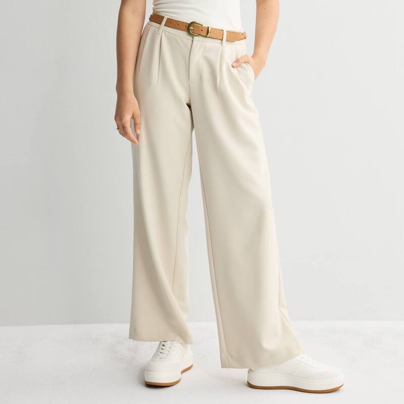 エスオー レディース ボトムス カジュアルパンツ ワイドレッグ ローライズ Juniors' SO Curvy Lowrise Wide Leg Trousers Bone｜ReVida 店