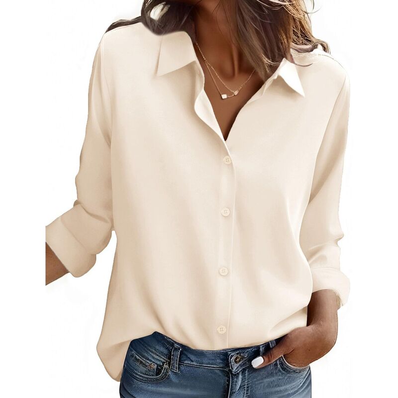 ジーグー レディース トップス シャツ ボタンダウン Zeagoo Women s Button Down Shirts, Business Casualong Sleeve Dressy Fall Tops Beige ベージュ｜ReVida 店