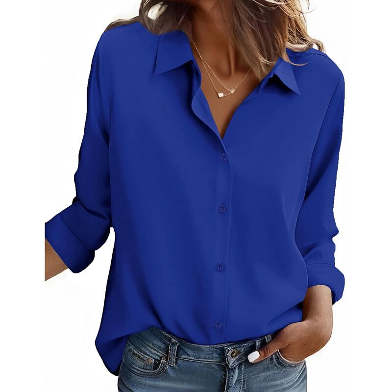 ジーグー レディース トップス シャツ ボタンダウン Zeagoo Women s Button Down Shirts, Business Casualong Sleeve Dressy Fall Tops Royal Blue ブルー｜ReVida 店