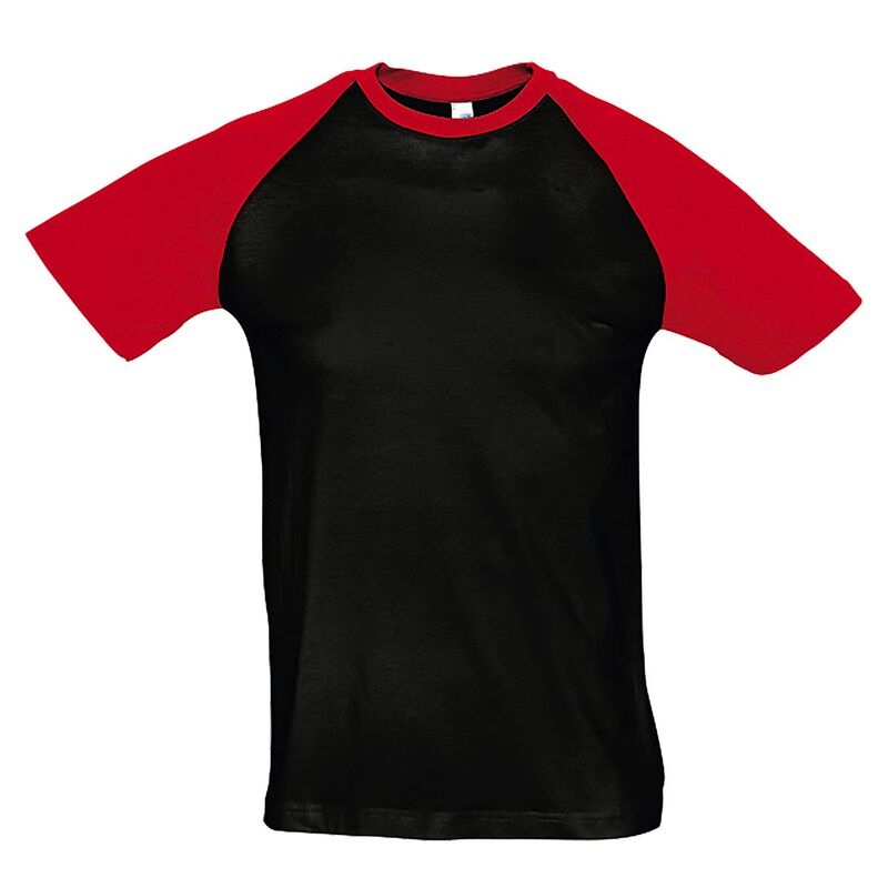 ソルズ メンズ トップス Tシャツ コントラスト SOLS Mens Funky Contrast Short Sleeve T-Shirt Black And Red ブラック|ReVida 店