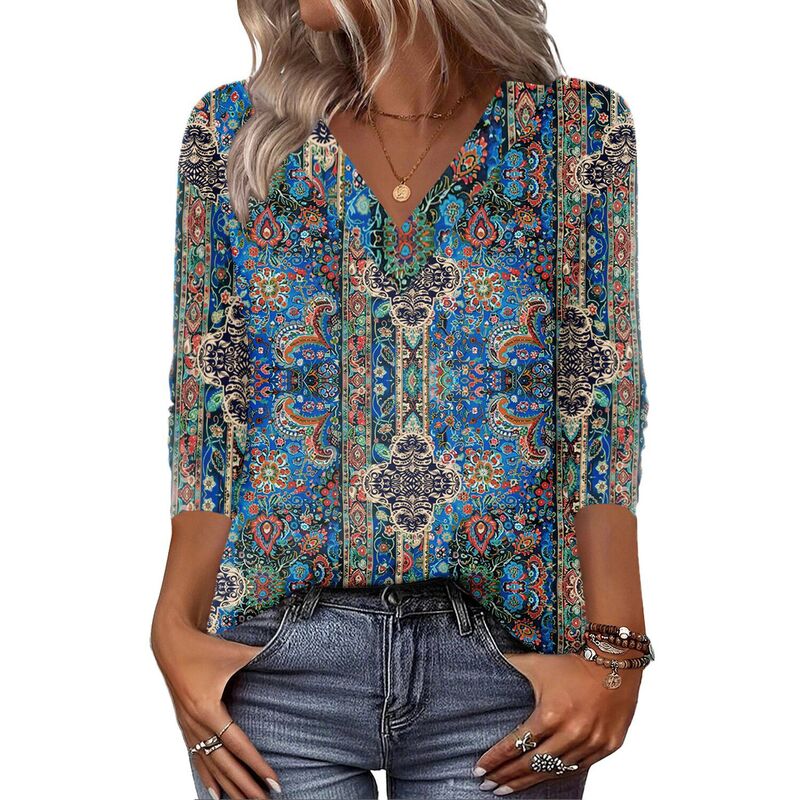 ジーグー レディース トップス Tシャツ Vネック ブラウス Zeagoo Cute Summer Boho Tops for Women V Neck Long Sleeve Blouseshirts Casual Tee Shirt Blue Green Gray グレー|ReVida 店