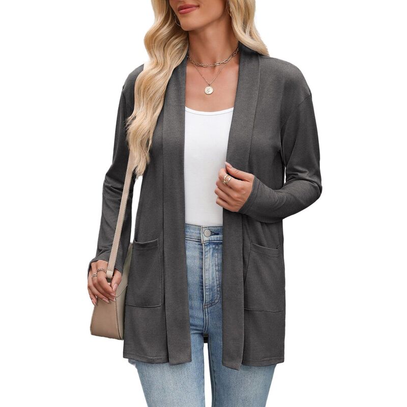 ジーグー レディース アウター ニット・セーター カーディガン Zeagoo Women's Long Sleeve Open Front Sweaters Casualoose Lightweight Cardigans with Pockets Gray グレー｜ReVida 店