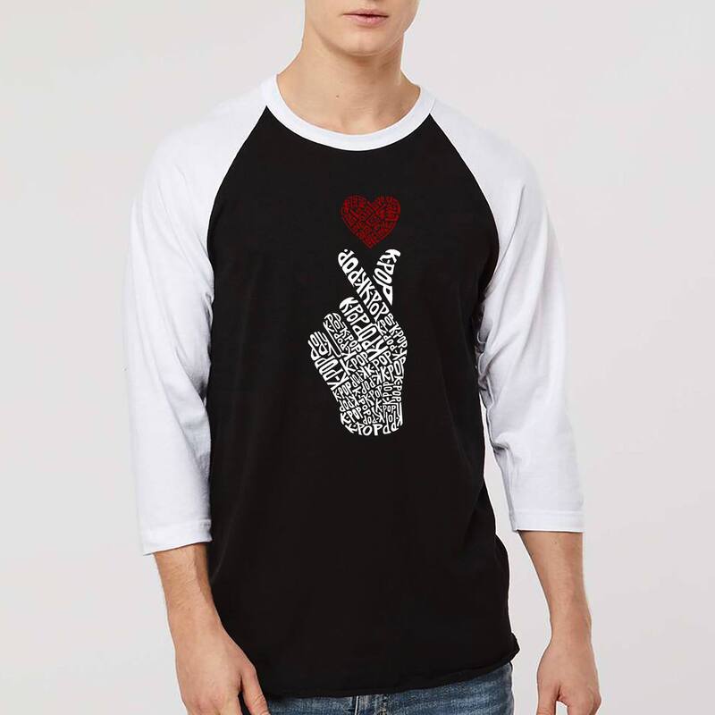 エルエーポップアート メンズ トップス Tシャツ LA Pop Art K-Pop - Men's Raglan Baseball Word Art-shirt Black White ホワイト｜ReVida 店 8,985円