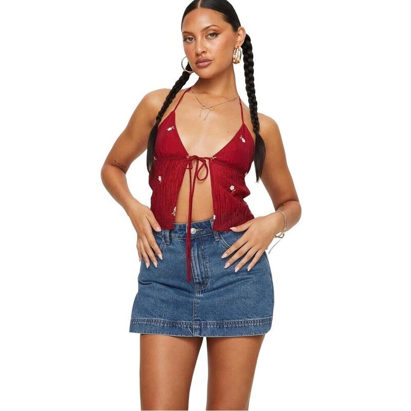エリートチョイス レディース ボトムスカート ミニ デニム Elitechoice Women's Denim Skort Mini Skirt Style with Pockets Deep Blue ブルー｜ReVida 店
