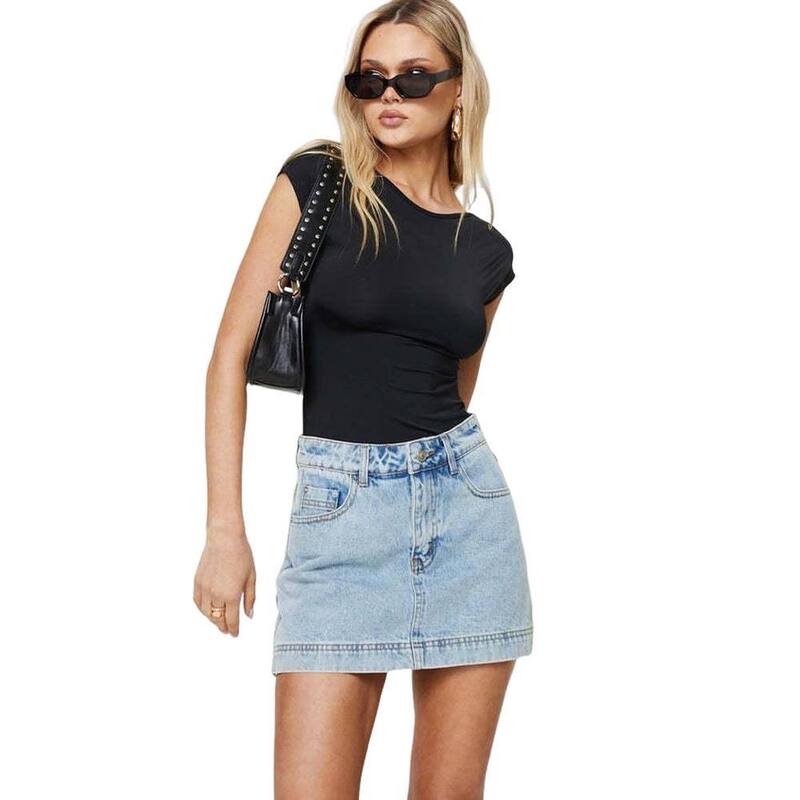 エリートチョイス レディース ボトムスカート ミニ デニム Elitechoice Women's Denim Skort Mini Skirt Style with Pockets Light Blue ブルー｜ReVida 店