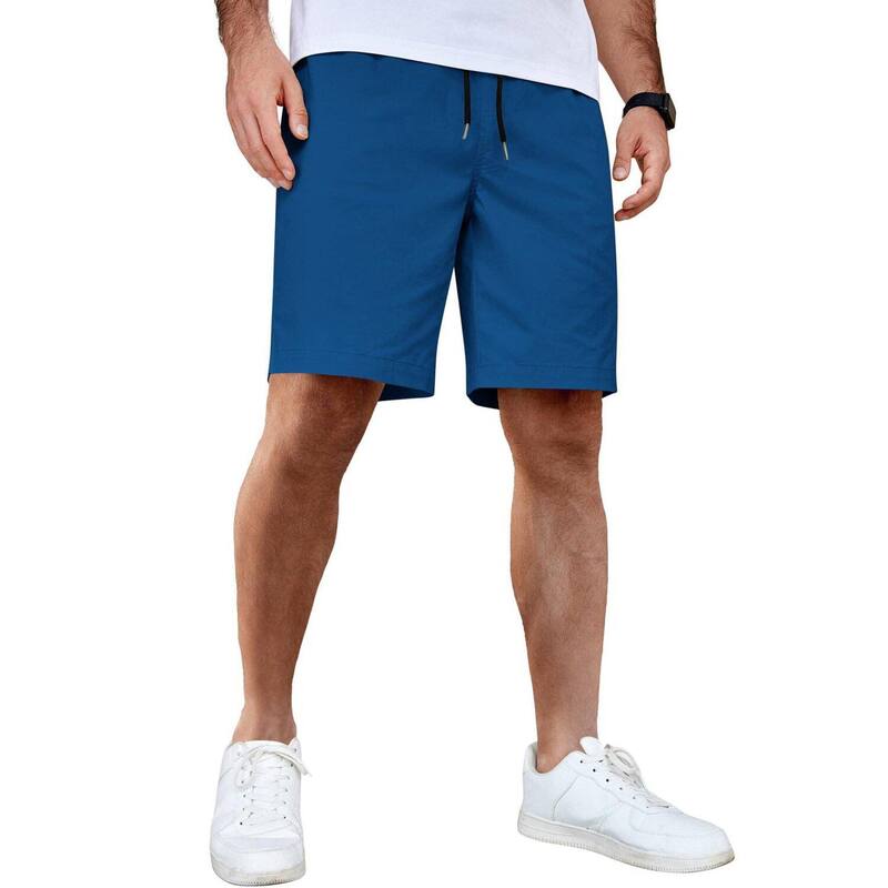 クーファンディ メンズ ボトムス ハーフパンツ・ショーツ ショートパンツ コットン COOFANDY Men's Casual Shorts Cotton Elastic Waist Drawstring Shorts Lightweight Summer Beach Shorts Blue ブルー|ReVida 店
