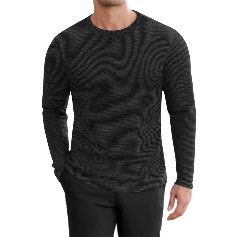エコアー メンズ トップス Tシャツ クルーネック セーター Ekouaer Mens Long Sleeve Shirts Honeycomb Waffle Sweater Crew Neck Thermal Tops Undershirts Black ブラック|ReVida 店