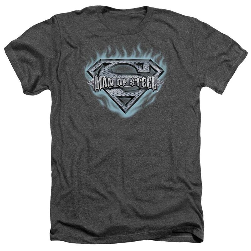アニメキャラクター メンズ トップス Tシャツ Licensed Character Superman Of Steel Shield Adult Heather T-shirt Charcoal チャコール|ReVida 店