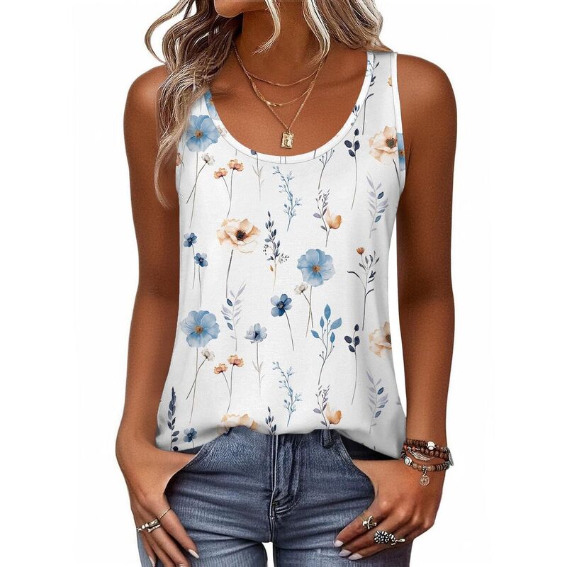 ジーグー レディース トップス Tシャツ ノースリーブ Zeagoo Women's Loose Fit Flowy Round Neck Sleeveless Long Tank Topsummer Casual Outfits White Floral ホワイト｜ReVida 店