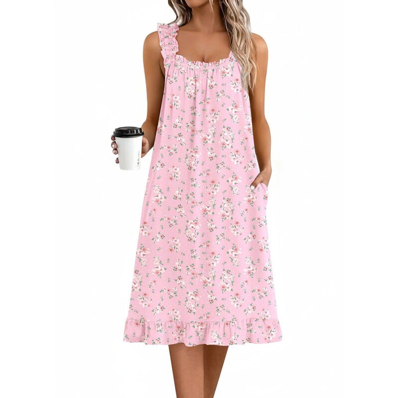 エコアー レディース アンダーウェア ナイトウェア シャツ Ekouaer Womenightgowns & Sleepshirts Nightgowns Victorianight Gowns Night Dressummer Floral Pink ピンク|ReVida 店