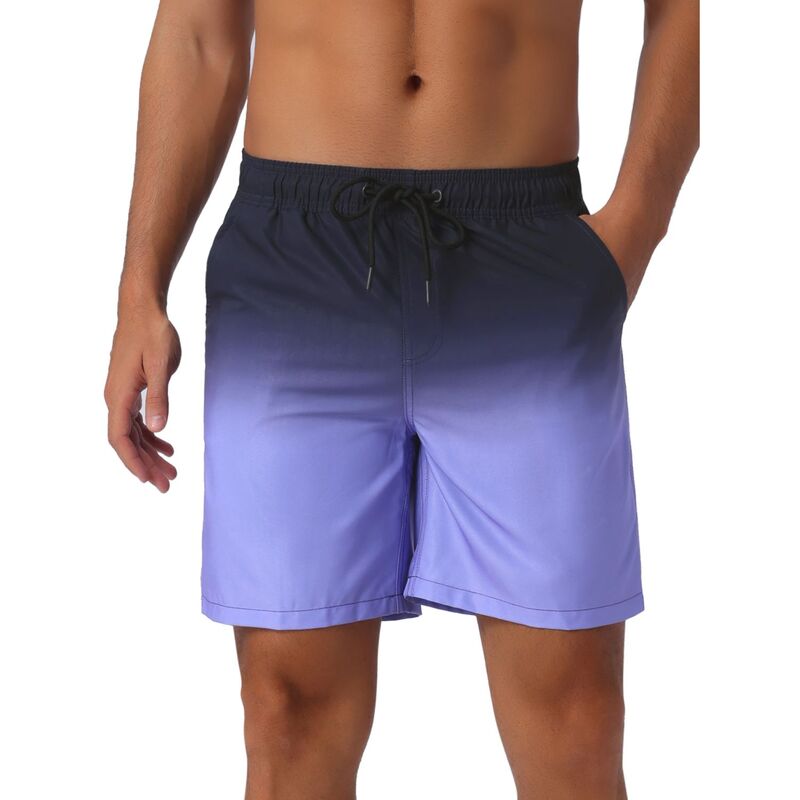 インスパイア シック メンズ 水着 ハーフパンツ・ショーツ INSPIRE CHIC Men's Gradient Color Drawstring Elastic Waist Lined Swim Trunks Purple パープル｜ReVida 店 8,610円