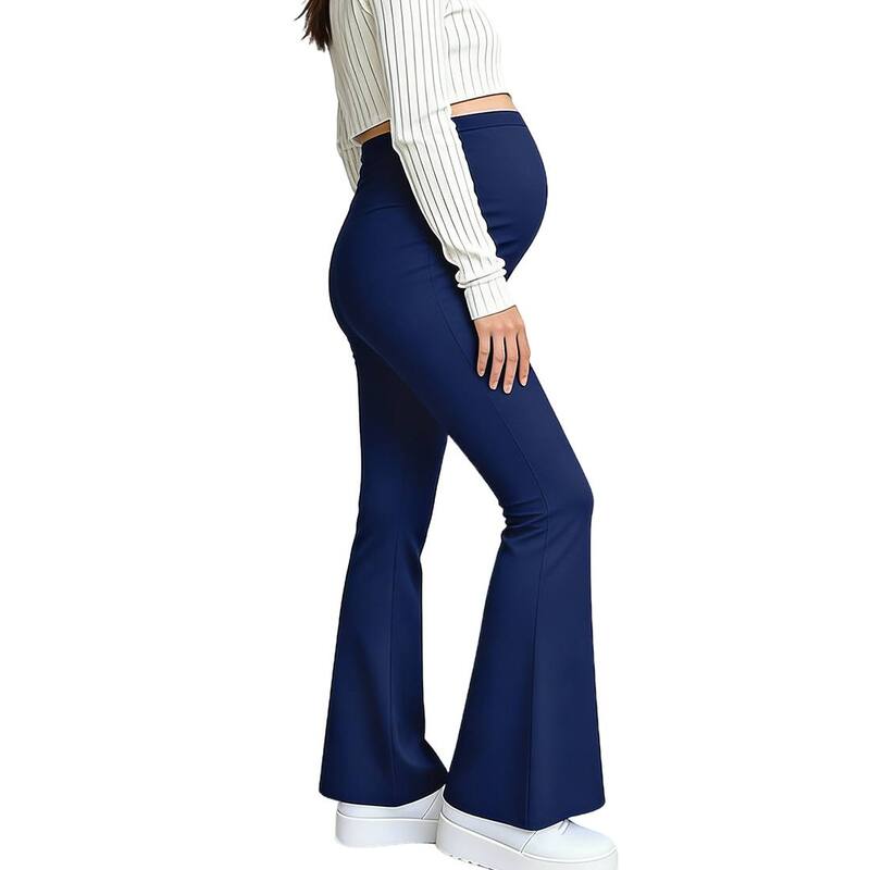 クリアフラワー レディース ボトムス カジュアルパンツ ハイウエスト マタニティ ClearFlower Women's Maternity High Waist Long Pantstretchy Waist Soft Flowing Casual Trouser Navy Blue ネイビー｜ReVida 店