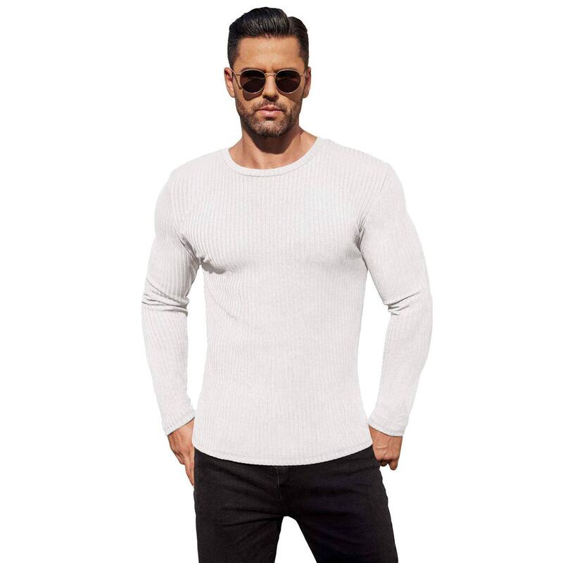 エコアー メンズ トップス Tシャツ クルーネック リブ Ekouaer Mens Long Sleeve Tops Thermal Underwear Shirts Ribbed Crew Neck Loungewear Solid Tightees White ホワイト|ReVida 店