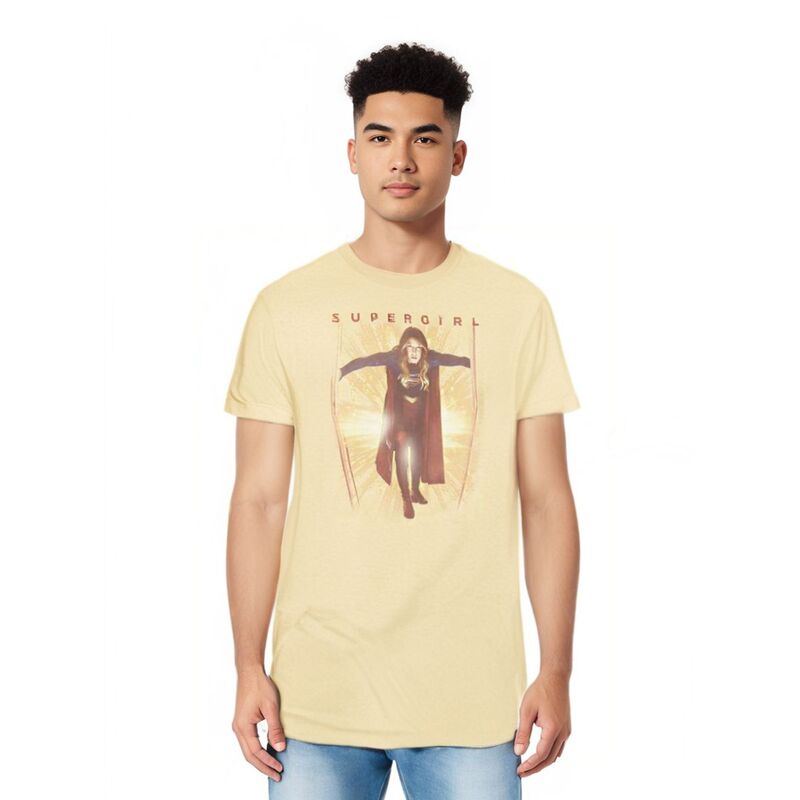 アニメキャラクター メンズ トップス Tシャツ Licensed Character Supergirl Through The Door Short Sleeve Adult-shirt Banana|ReVida 店