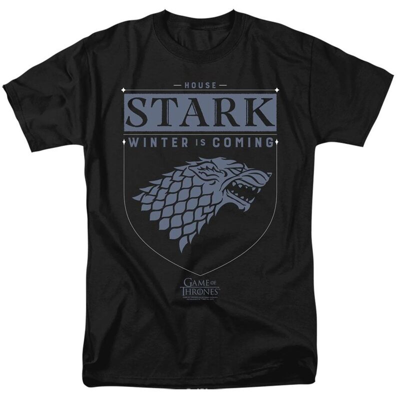 アニメキャラクター メンズ トップス Tシャツ Licensed Character Game Of Thrones House Stark Sigil Short Sleeve Adult-shirt Black ブラック｜ReVida 店 8,266円