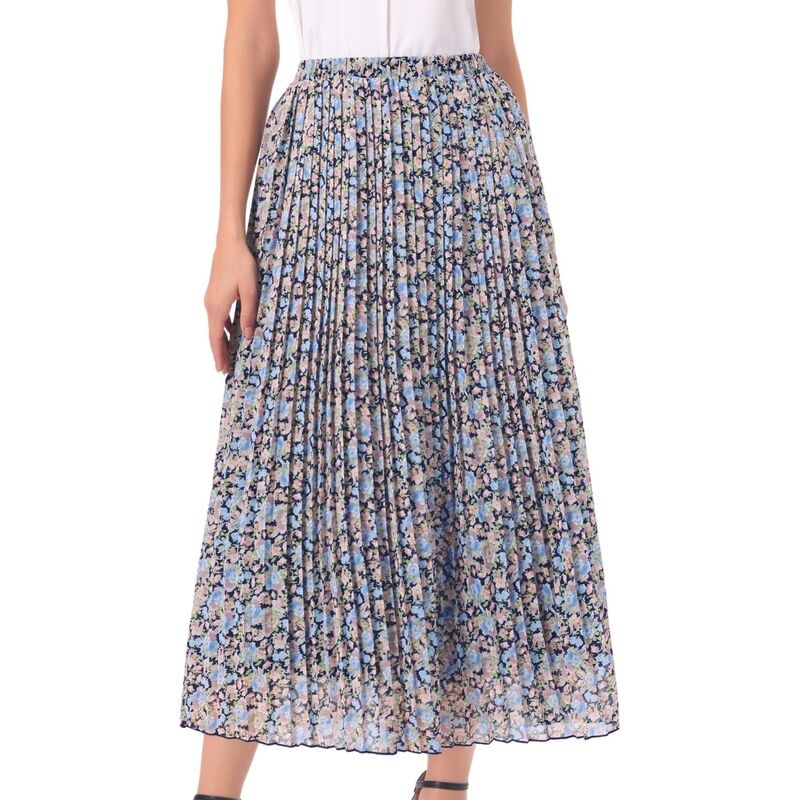 インスパイア シック レディース ボトムスカート A ライン フラワー柄 ミディ フラワー INSPIRE CHIC Floral Skirt for Women A Line High Waisted Casual Boho Summer Midi Skirts Dark Blue ブルー｜ReVida 店 8,840円