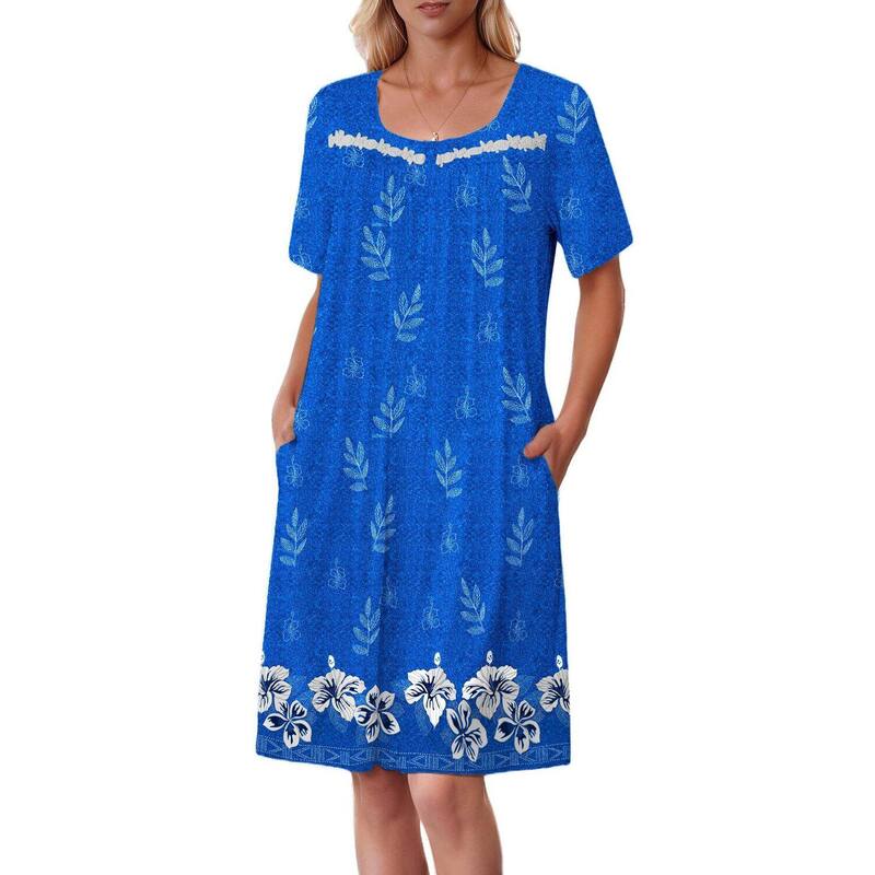 エコアー レディース アンダーウェア ナイトウェア コート Ekouaer Women Zipperobe Short Sleeves House Coat Zipper Front Bathrobe Housecoat Nightgown Floral Blue ブルー｜ReVida 店