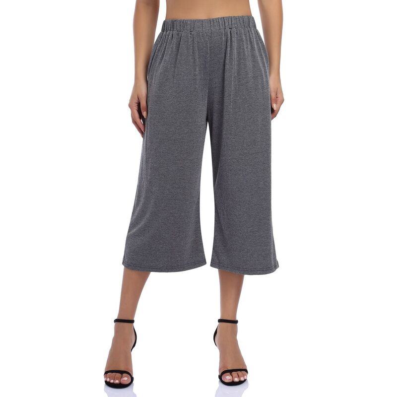 セオリア レディース ボトムス カジュアルパンツ ワイドレッグ クロップド キャップ Seoria Women's Palazzo Capri Pants High Waisted Wide Leg Trouser Cropped Lounge Pants with Pockets Grey グレー｜ReVida 店