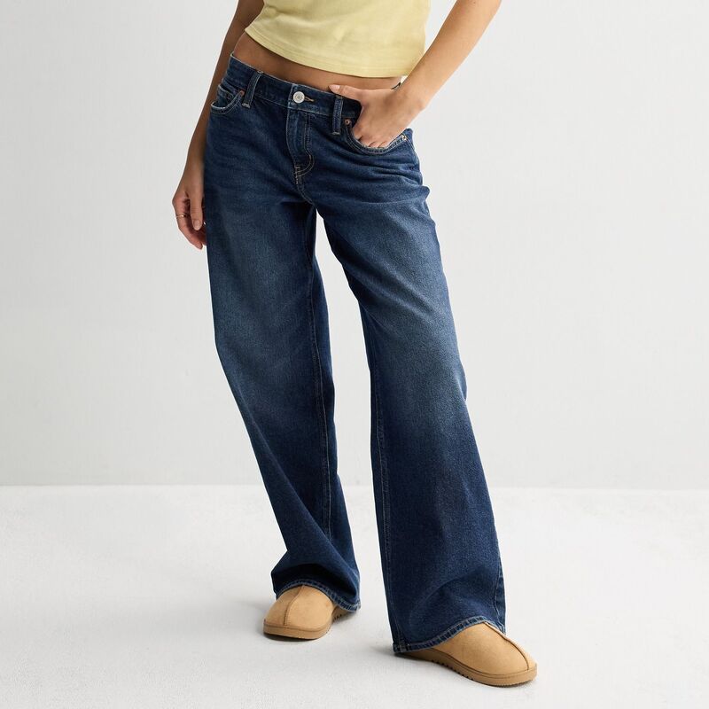エスオー レディース ボトムス デニムパンツ ローライズ ジーンズ Juniors' SO Low Rise Baggy Jeans Dark Wash|ReVida 店
