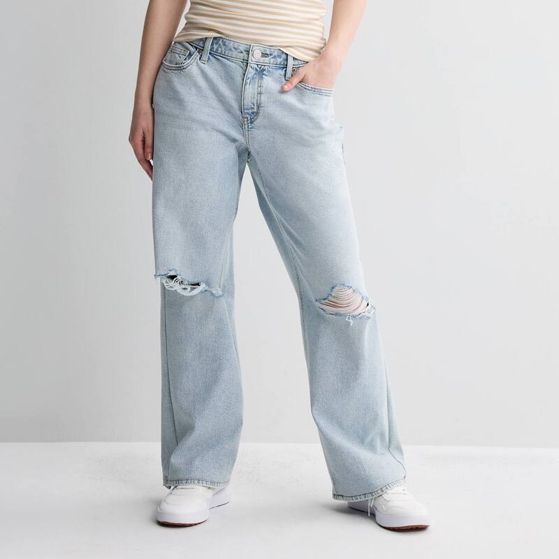 エスオー レディース ボトムス デニムパンツ ローライズ ジーンズ Juniors' SO Curvy Low Rise Baggy Jeans Destructed Light|ReVida 店