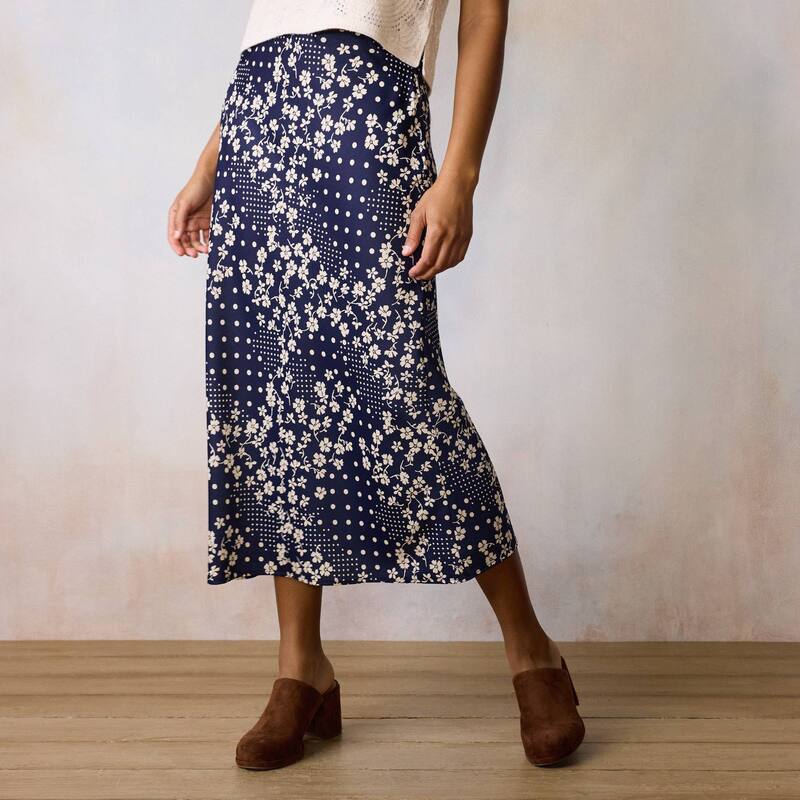 LC Lauren Conrad レディース ボトムスカート ミディ Women's LC Lauren Conrad Midi Slip Skirt Navy Aria Patchwork ネイビー|ReVida 店