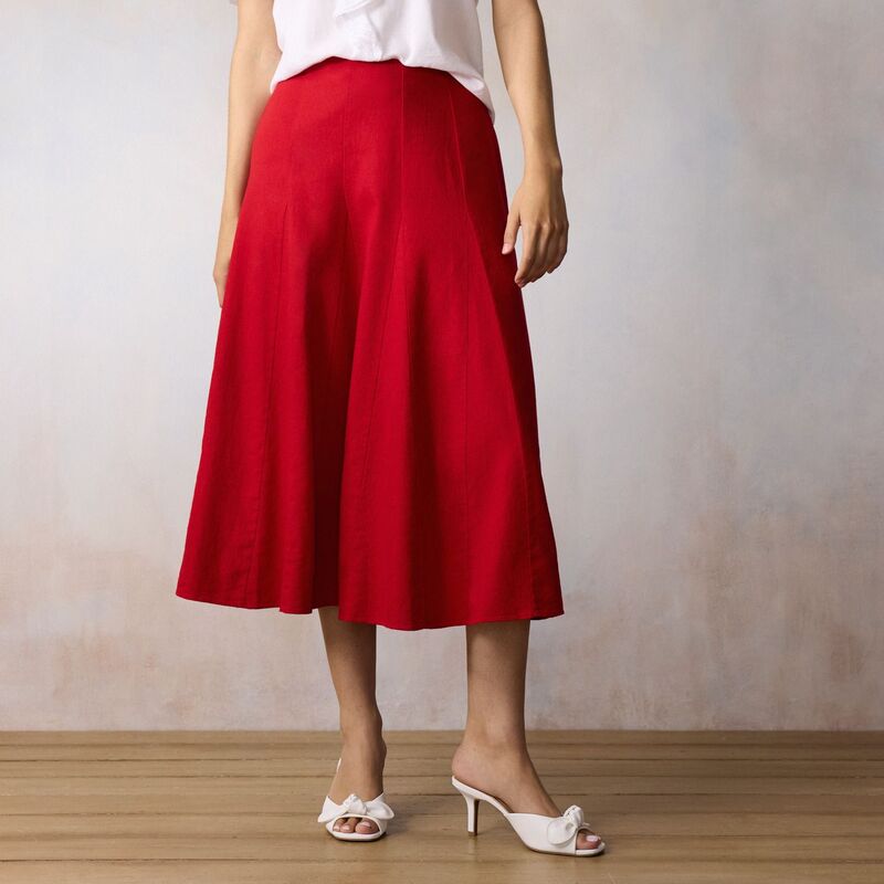 LC Lauren Conrad レディース ボトムスカート プチ ミディ Petite LC Lauren Conrad Godet High Rise Midi Skirt Cherry Candy|ReVida 店