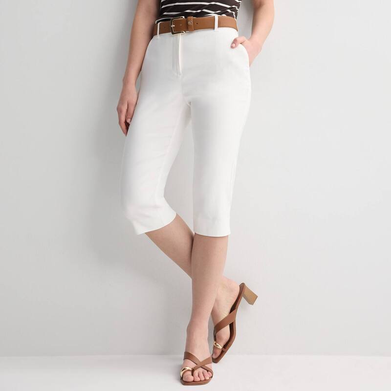 ナインウェスト レディース ボトムス カジュアルパンツ キャップ Women's Nine West High-Rise Slim Capri Pants White Knight ホワイト|ReVida 店
