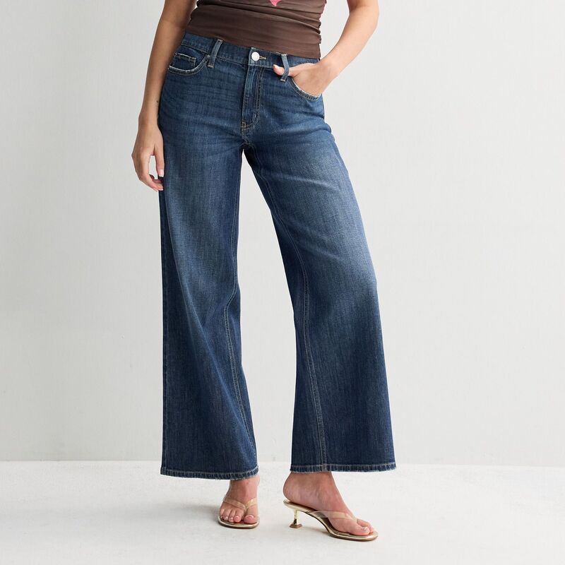 エスオー レディース ボトムス デニムパンツ ワイドレッグ ローライズ ジーンズ Juniors' SO Low Rise Baggy Wide Leg Jeans Dark Indigo インディゴ|ReVida 店