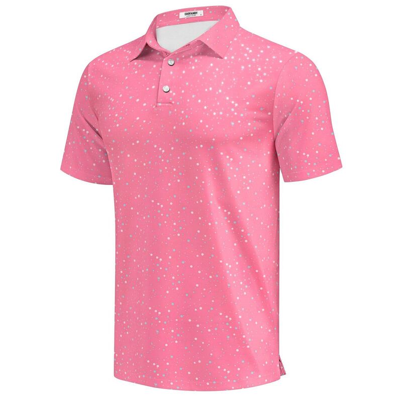 クーファンディ メンズ トップス Tシャツ ポロシャツ COOFANDY Men' Golf Polo Shirtshort Sleeve Quick Dry Performance Moisture Wickingolf Shirts Pink Splashed Paint ピンク|ReVida 店