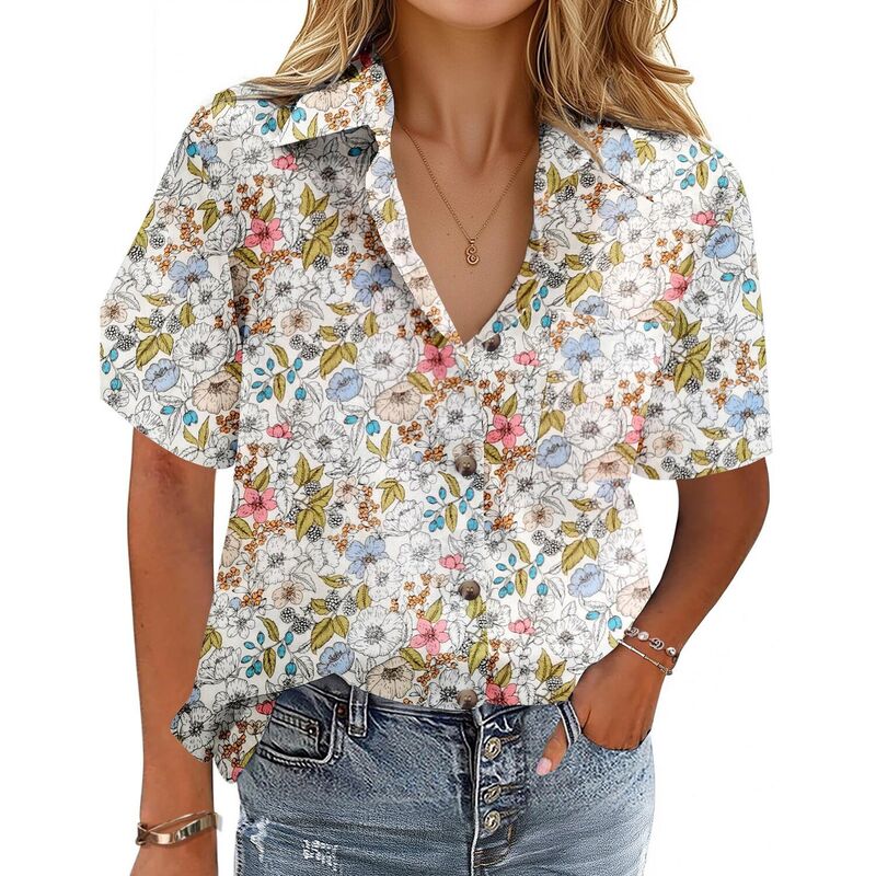 ジーグー レディース トップス シャツ ボタンダウン コットン ダウン ブラウス リネン Zeagoo Button Down Shirts for Womenshort Sleeve Colla red Linen Cotton Tops Boyfriend Solid Blouse White Blue Floral ホワイト|ReVida 店