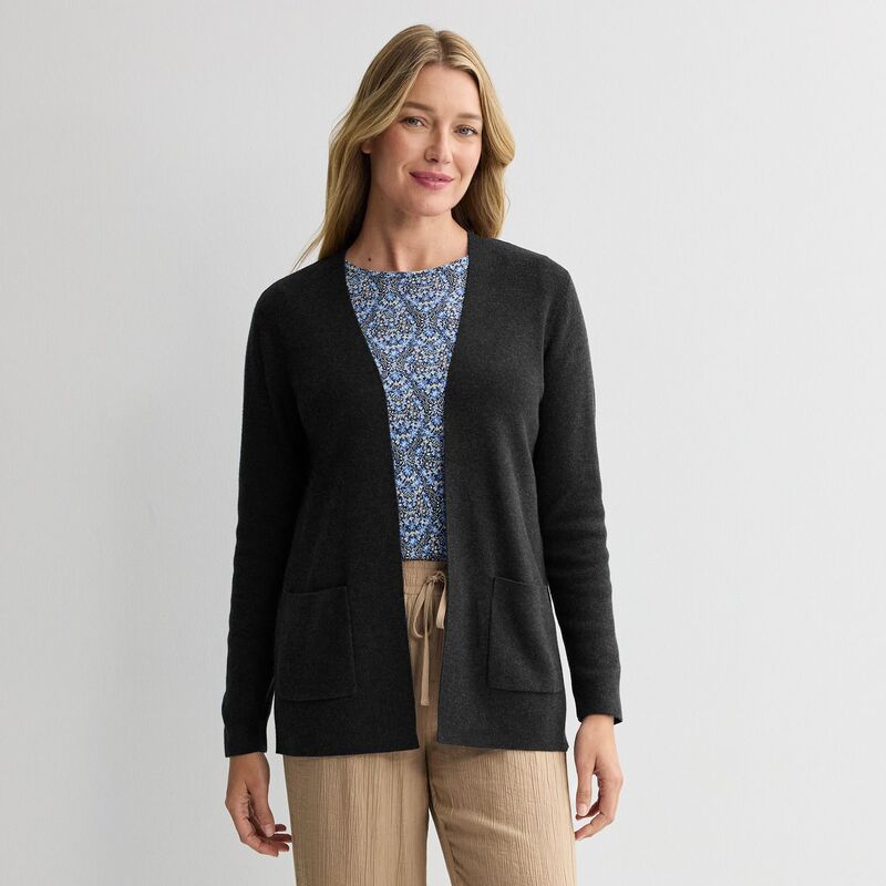 クロフト＆バロー レディース アウター ニット・セーター カーディガン Women's Croft & Barrow Polished Open Front Sweater Cardigan Mineral Black ブラック｜ReVida 店