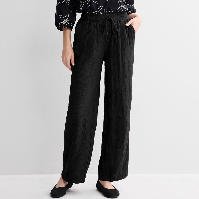 クロフト&バロー レディース ボトムス カジュアルパンツ プチ Petite Croft & Barrow Pull-On Crinkle Pants Mineral Black ブラック|ReVida 店