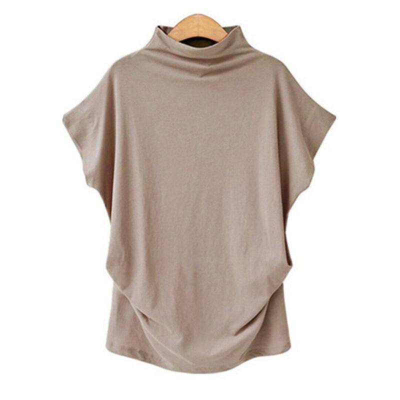 イエスファッション レディース トップス Tシャツ ハイネック ブラウス Yesfashion Women's Casual Half High Neck Short Sleeve Summer Blouse Tee Top Khaki カーキ｜ReVida 店 8,125円