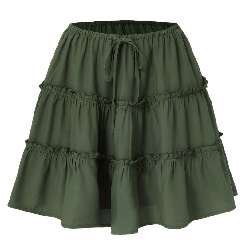 イエスファッション レディース ボトムスカート フリル ミニ ショートパンツ ハイウエスト Yesfashion Women ’ s High-Waist Flowy Mini Skort with Ruffle Tiers, Built-In Shorts, Casual Boho Beachwear Green グリーン|ReVida 店