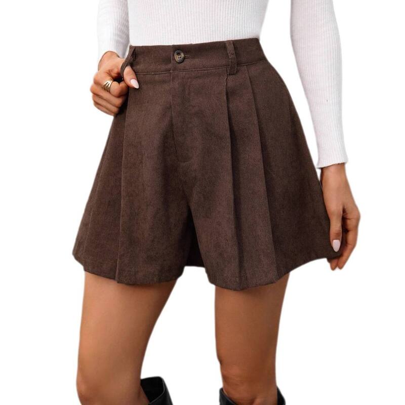イエスファッション レディース ボトムス ハーフパンツ・ショーツ ワイドレッグ プリーツ ショートパンツ Yesfashion Women's Wide Leg Shorts Pleated High Waisted Solid Color Business Casual Trendy Skorts Brown ブラウン|ReVida 店