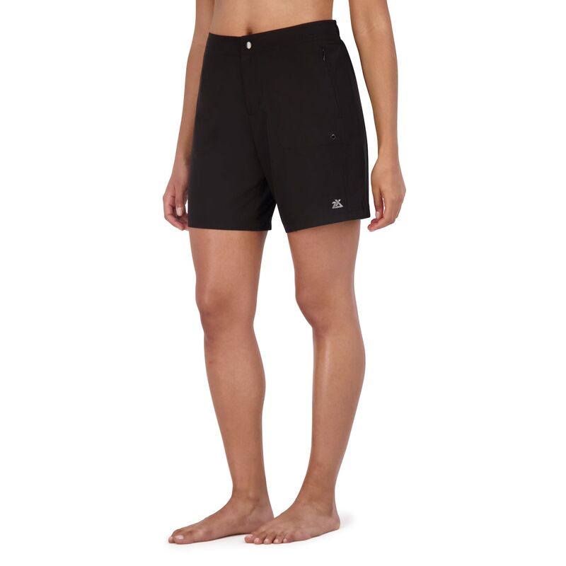 ゼロエクスポージャー レディース 水着 ボトムスのみ ショートパンツ Women's ZeroXposur UPF 30+ Hybrid Swim Shorts Liquorice｜ReVida 店
