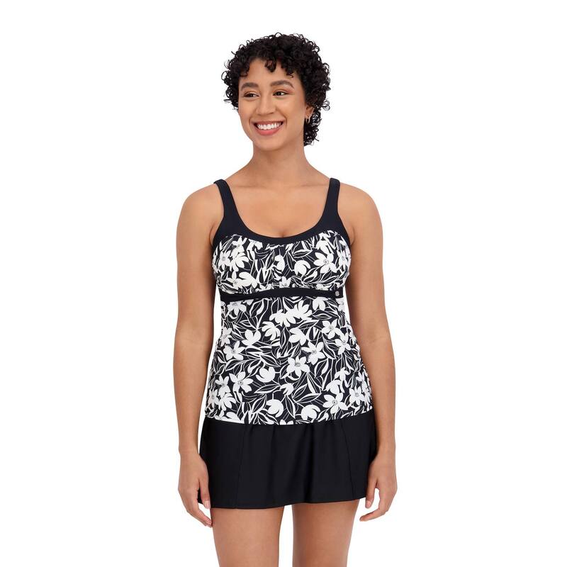 ゼロエクスポージャー レディース 水着 トップのみ Women's ZeroXposur UPF 30+ Hopscotch Peasantankini Black ブラック｜ReVida 店