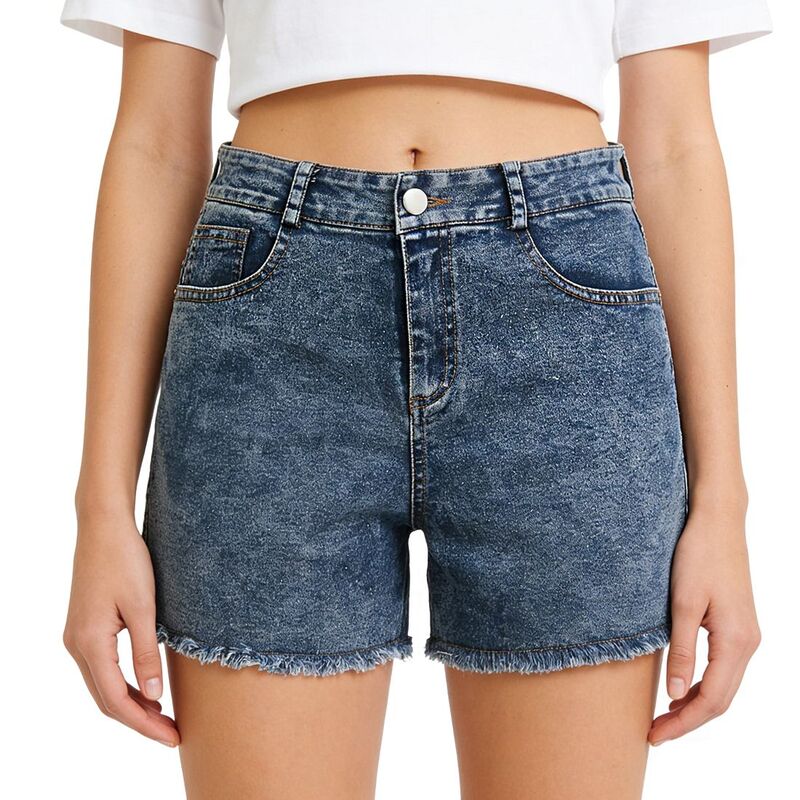 クリアフラワー レディース ボトムス ハーフパンツ・ショーツ ショートパンツ デニム ClearFlower Women's Denim Shorts Frayed Hem High Rise Waist Casual Shorts Dark Blue ブルー|ReVida 店