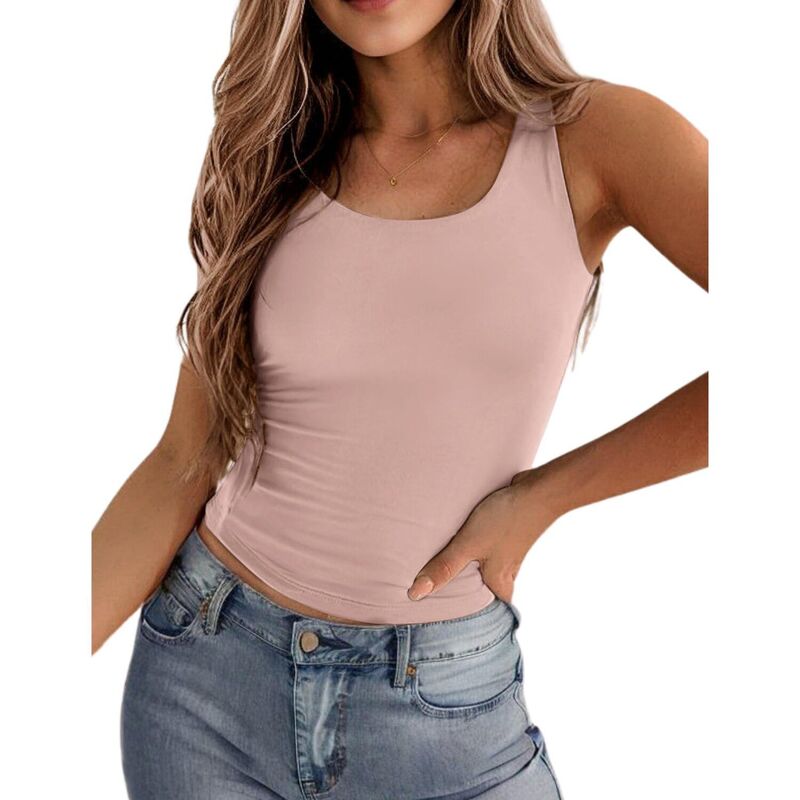 ジーグー レディース トップス Tシャツ ノースリーブ Zeagoo Women s Double Lined Square Neck Tank Top, Sleeveless Basicrop Y2K Going Outops Mauve Pink ピンク｜ReVida 店
