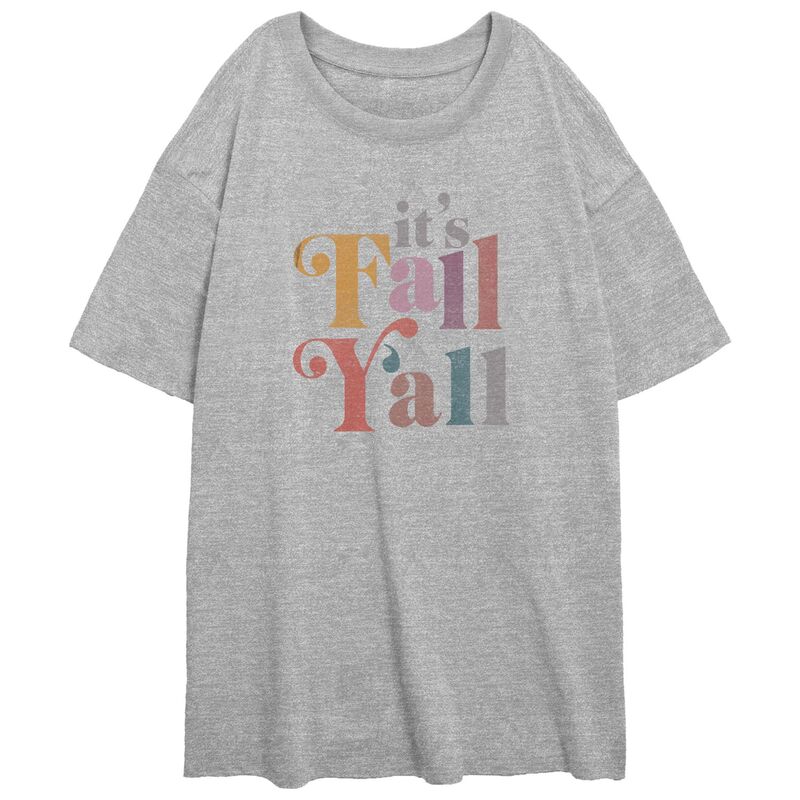 アンブランデッド レディース トップス Tシャツ グラフィック Unbranded Juniors' It's Fall Y'all Oversized Graphic Tee Athletic Heather ヘザー｜ReVida 店