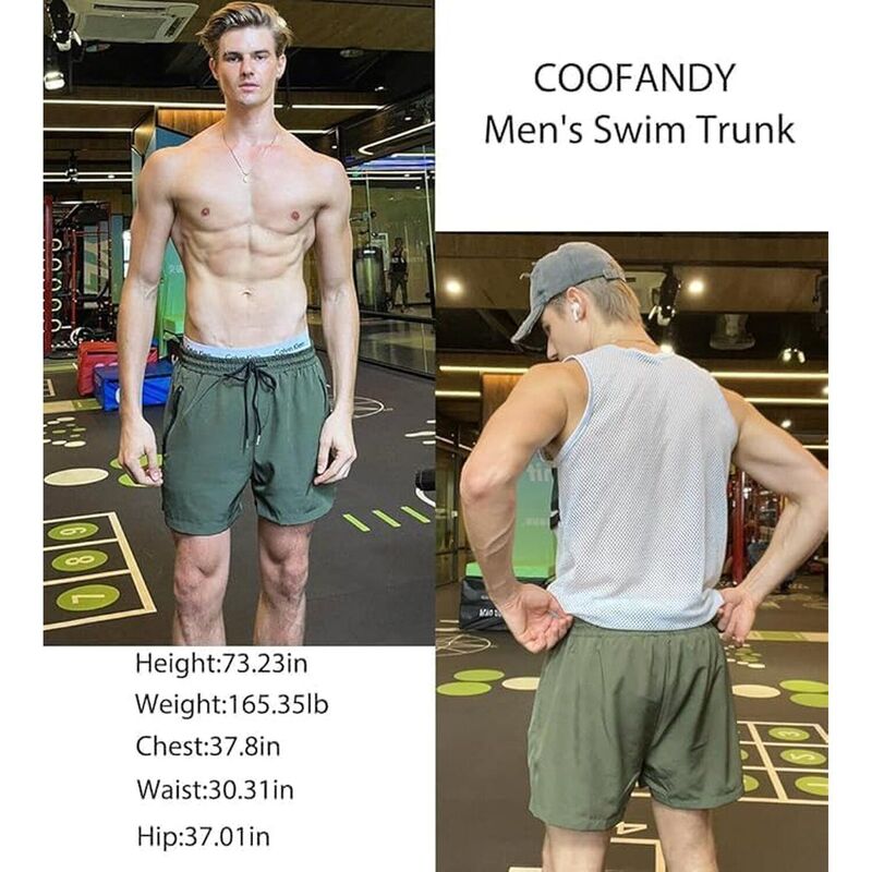 クーファンディ メンズ 水着 ハーフパンツ・ショーツ メッシュ COOFANDY Men' Swim Trunk Quick Dry Swimwear Mesh Lining Bathing Suit Swimsuit Board Beach Sport Army Green グリーン｜ReVida 店