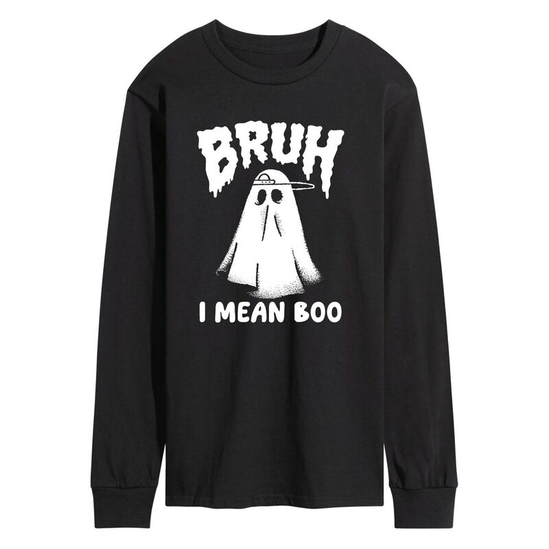 アニメキャラクター メンズ トップス Tシャツ グラフィック Licensed Character Men's Bruh I Mean Boo Long Sleeve Graphic Tee Black ブラック｜ReVida 店