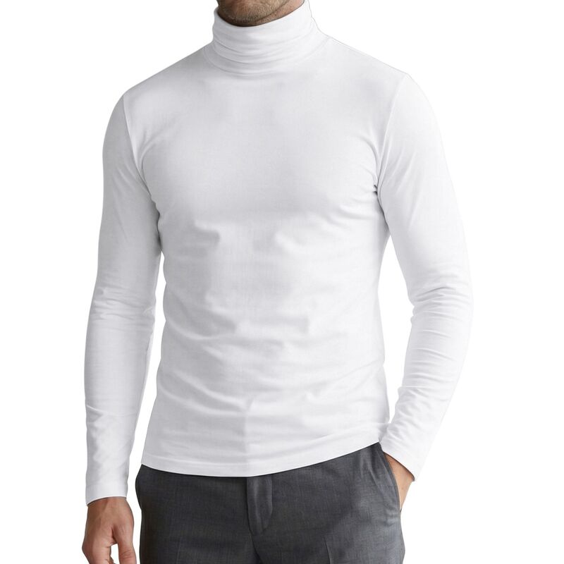 インスパイア シック メンズ トップス Tシャツ スリムフィット タートルネック INSPIRE CHIC Men's Turtleneck Long Sleeve Shirt Slim Fit Soft Stretch Casual Thermal Tee Shirts White ホワイト｜ReVida 店