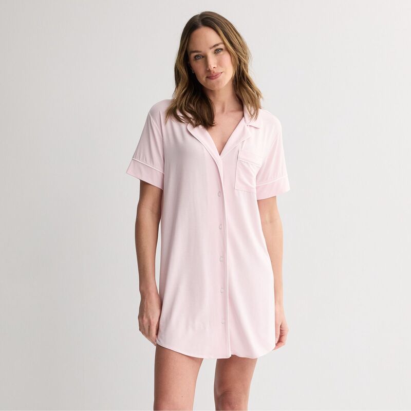 ソノマ レディース アンダーウェア ナイトウェア シャツ Women'sonoma Goods For Life Short Sleeve Modal Notch Sleepshirt Pale Lilac ライラック｜ReVida 店